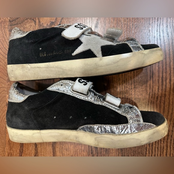 Golden Goose Black and Silver Velcro Sneakers, Sz. 8 (38) - Picture 2 of 11
